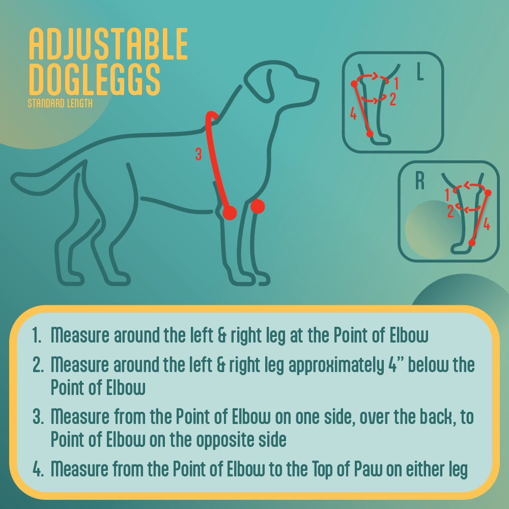 Standard Length Adjustable DogLeggs - Elbow Callus Protection